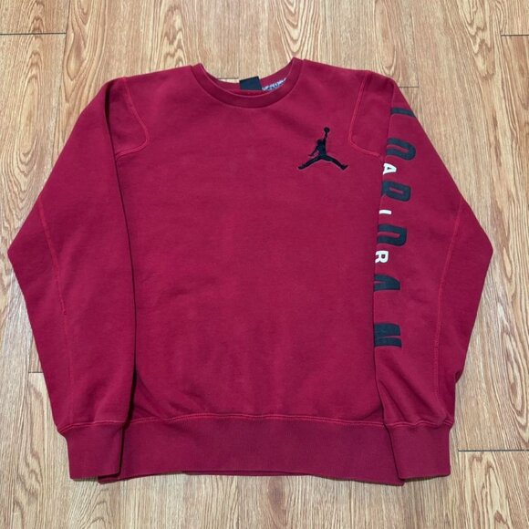 Air‎ Jordan Basketball Embroidered Spellout Red Sweatshirt - Picture 1 of 7